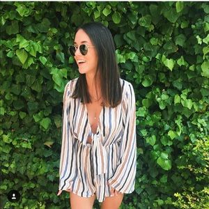 Long sleeve striped romper
